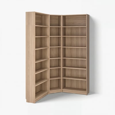 BILLY Bookcase corner comb w ext units, oak effect, 136/136x28x237 cm