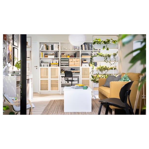 BILLY / HÖGADAL Bookcase with doors, white, 80x30x202 cm
