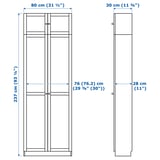 Illustration with measurements for the product: BILLY.