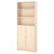 White BILLY bookcase with adjustable shelves and closed storage.