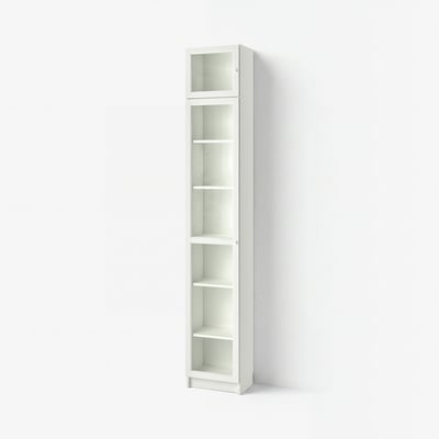 BILLY / OXBERG Bookcase with glass door, white/glass, 40x30x237 cm