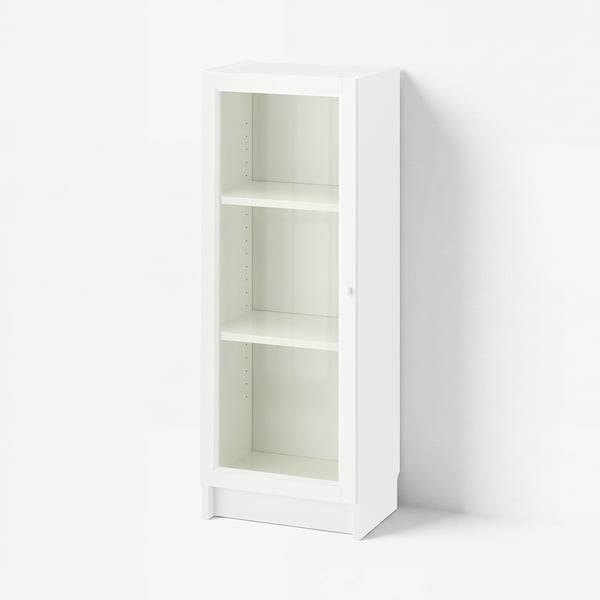 BILLY / OXBERG Bookcase with glass door, white, 40x30x106 cm