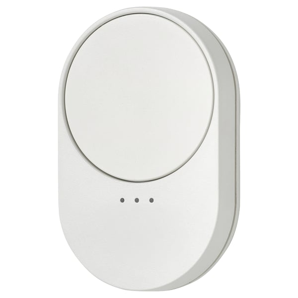 BILRESA white oval remote control with a smooth finish and a round dial.