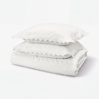 BIRGITTARÖNN Duvet cover and 2 pillowcases, white, 240x220/80x80 cm