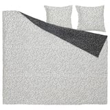 Bjorkgramal duvet set, white with black dots, soft cotton-viscose blend, includes cover & pillows, elegant polka dot design.