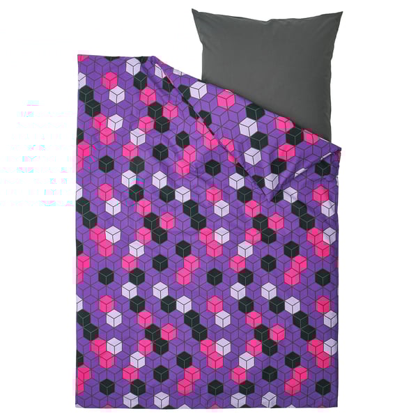 Pixelated cube duvet set, 80% cotton, teens, zip closure