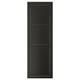 This image shows a black BODBYN cabinet door with a smooth, beveled panel design. Its rectangular and made of fibreboard with a polyurethane finish.