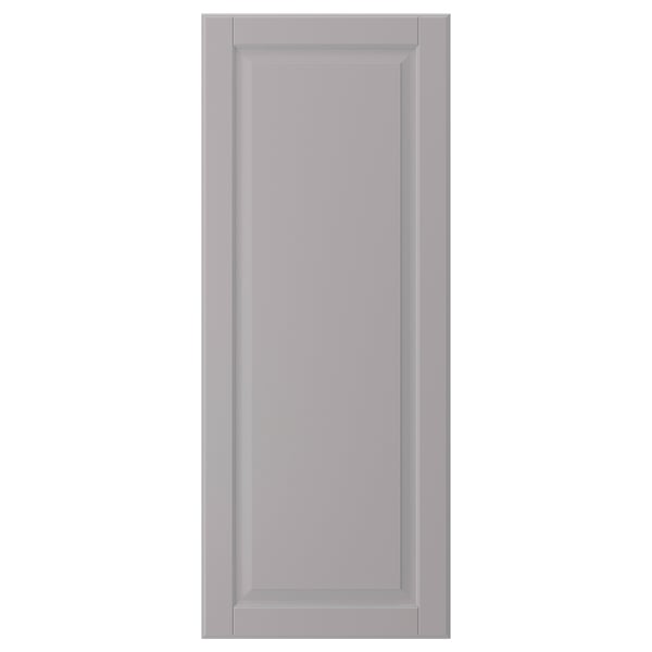 Grey BODBYN cabinet door with smooth, bevelled panel design.
