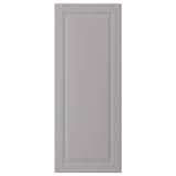 Grey BODBYN cabinet door with smooth, bevelled panel design.