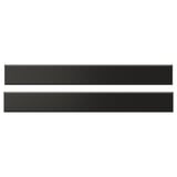 Black rectangular BODBYN drawer fronts, beveled design, smooth lacquered surface.