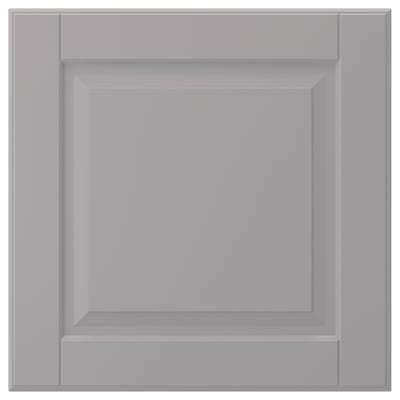 BODBYN grey fibreboard kitchen cabinet door with bevelled panel.