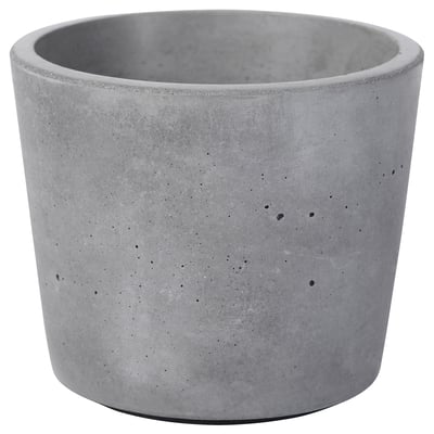 BOYSENBÄR round concrete planter, grey, simple design, indoor/outdoor use.
