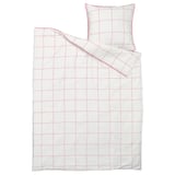 BREDVECKLARE set: white bedspread, red piping, zipper, cotton-viscose, rectangular.