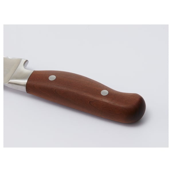 A high-quality knife with a wooden handle and a stainless steel blade. The handle has rivets for durability, ensuring long-term use.