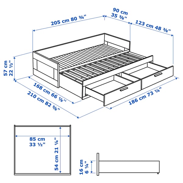 Illustration with measurements for the product: BRIMNES.