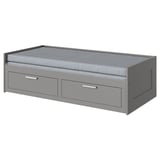 Gray BRIMNES day-bed, modern design, storage drawers, foam mattress.