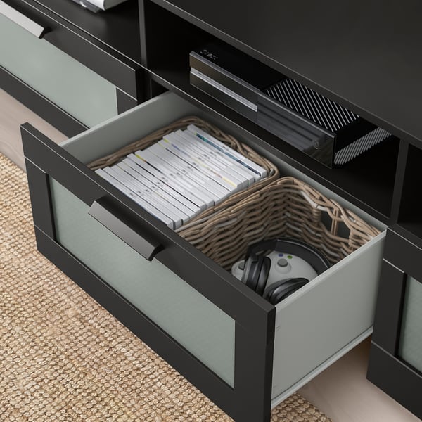 BRIMNES TV storage combination, black, 294x41x95 cm