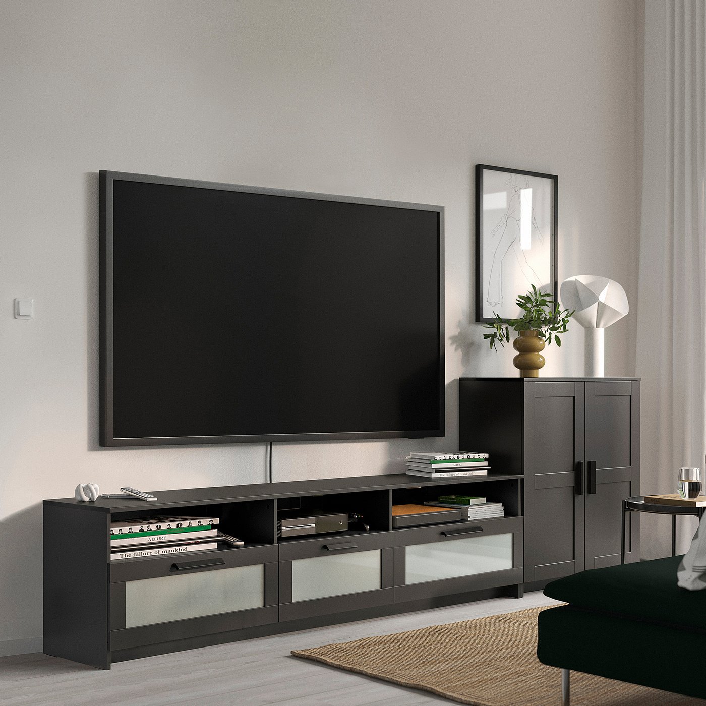 BRIMNES TV storage combination, black, 294x41x95 cm - IKEA Germany