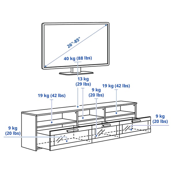 BRIMNES TV storage combination, white, 294x41x95 cm
