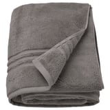 Gray BROKGLIM organic cotton towel, folded, soft with woven border.