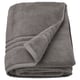 Gray BROKGLIM organic cotton towel, folded, soft with woven border.