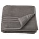 A neatly folded, dark grey BROKGLIM towel made of 100% organic cotton, featuring a woven border and square shape.
