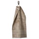 BROKGLIM gray towel with ribbed texture and striped border hangs neatly on a hook.