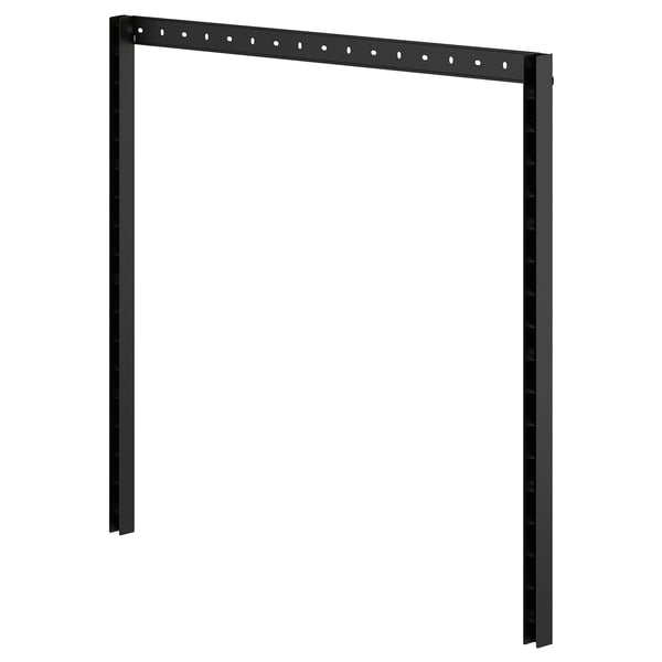 BROR, black metal wall storage rack; rectangular shape, perforated design.