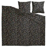 BRUDKRUSBÄR black floral duvet & pillows, organic cotton.