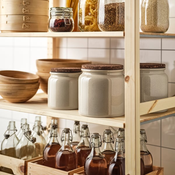 BRUGDHAJ Jar with lid, beige, 3.8 l