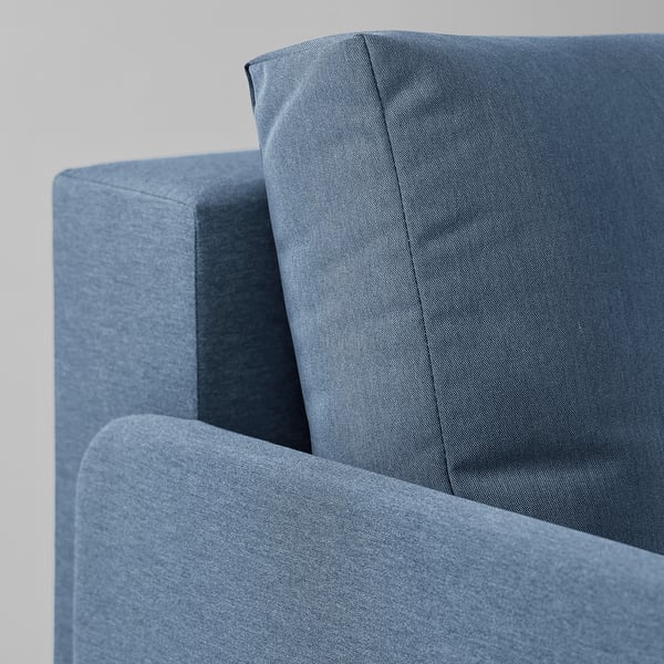 Blue l-shaped sofa-bed by BRUKSVARA, showcasing high-quality, tightly woven fabric and sturdy construction.
