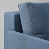 Blue l-shaped sofa-bed by BRUKSVARA, showcasing high-quality, tightly woven fabric and sturdy construction.