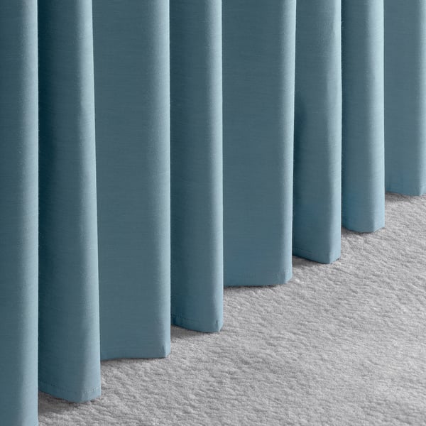BRUKSVARA blue room-darkening curtains, textured, floor-length.