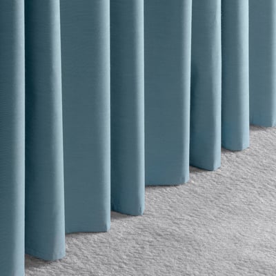 BRUKSVARA blue room-darkening curtains, textured, floor-length.
