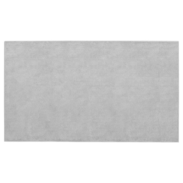 Grey rectangular BRUKSVARA rug, soft and warm, made from recycled polyester.