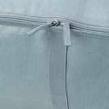 Close-up of durable zipper on sturdy fabric bag.