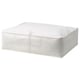 Option: A white BRUKSVARA storage box, rectangular, made of recycled plastic with a zipper closure.