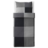 BRUNKRISSLA grey duvet set, with solid color and zipper closure, made from cotton and viscose.