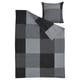 Grey duvet set with cotton viscose check pattern, soft and breathable.