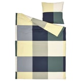 BRUNKRISSLA duvet set, multicolored squares, cotton/viscose, rectangle with pillow.