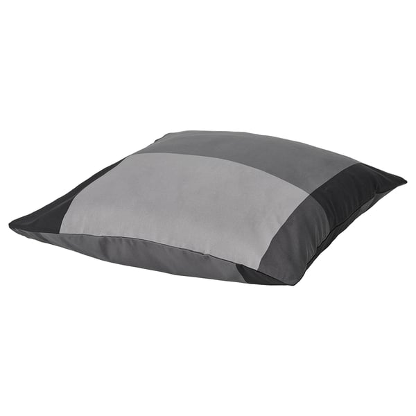 BRUNKRISSLA pillowcase, grey, square, bold check pattern.