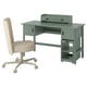 BRYTNING Desk and storage combination, and swivel chair green/beige, 135x53 cm
