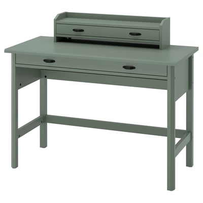 BRYTNING Desk with add-on unit, green, 110x53 cm
