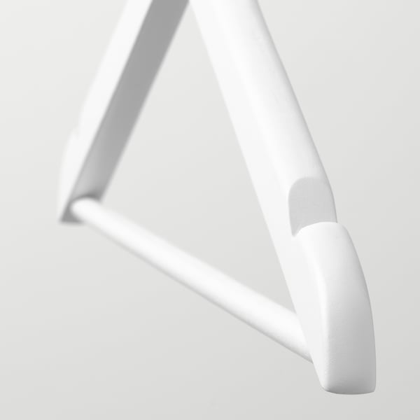 A close-up of a sleek, white hangers shoulder shaper, showing smooth, durable material and precise design.