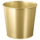 Option: Gold-colored cylindrical metal planter; sleek, durable design; perfect for indoor plants.