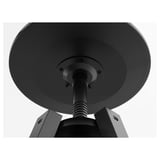 Black adjustable footrest with sturdy metal and wood construction, designed for secure and comfortable use.