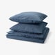 DOFTAKLEJA Duvet cover and 2 pillowcases, dark blue/light brown, 240x220/80x80 cm