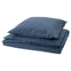 Option: Folded blue cotton duvet cover with check pattern, white background.