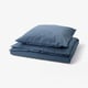 DOFTAKLEJA Duvet cover and pillowcase, dark blue/light brown, 155x220/80x80 cm