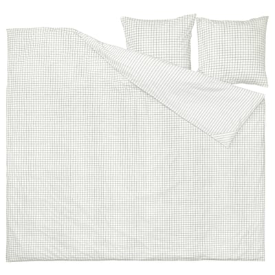 DOFTAKLEJA white duvet cover, chequered pattern, 100% cotton, rectangular shape.